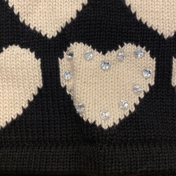 NEW Gorgeous Heartstrings 100% cotton black with cream hearts knit dress&tights! - Picture 2 of 9